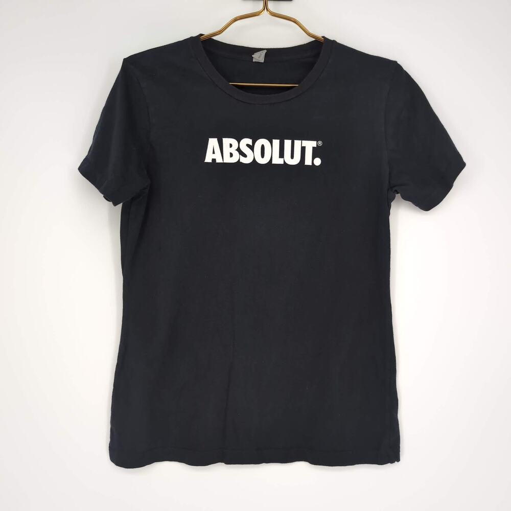 Black Women's Absolut. Crewneck Graphic T-Shirt 100% Cotton Tee - Size L - GUC